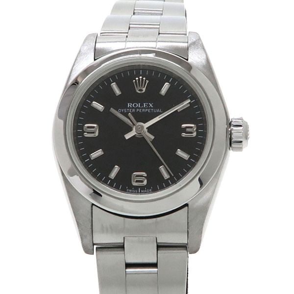 Rolex 76080 Black Dial Automatic Stainless Steel Women's Wristwatch: Rolex 76080 Black Dial Automatic Stainless Steel Women's Wristwatch This pre-owned ROLEX Oyster Perpetual 76080 women's wristwatch features a 25mm stainless steel case and a black dial with Arabic num