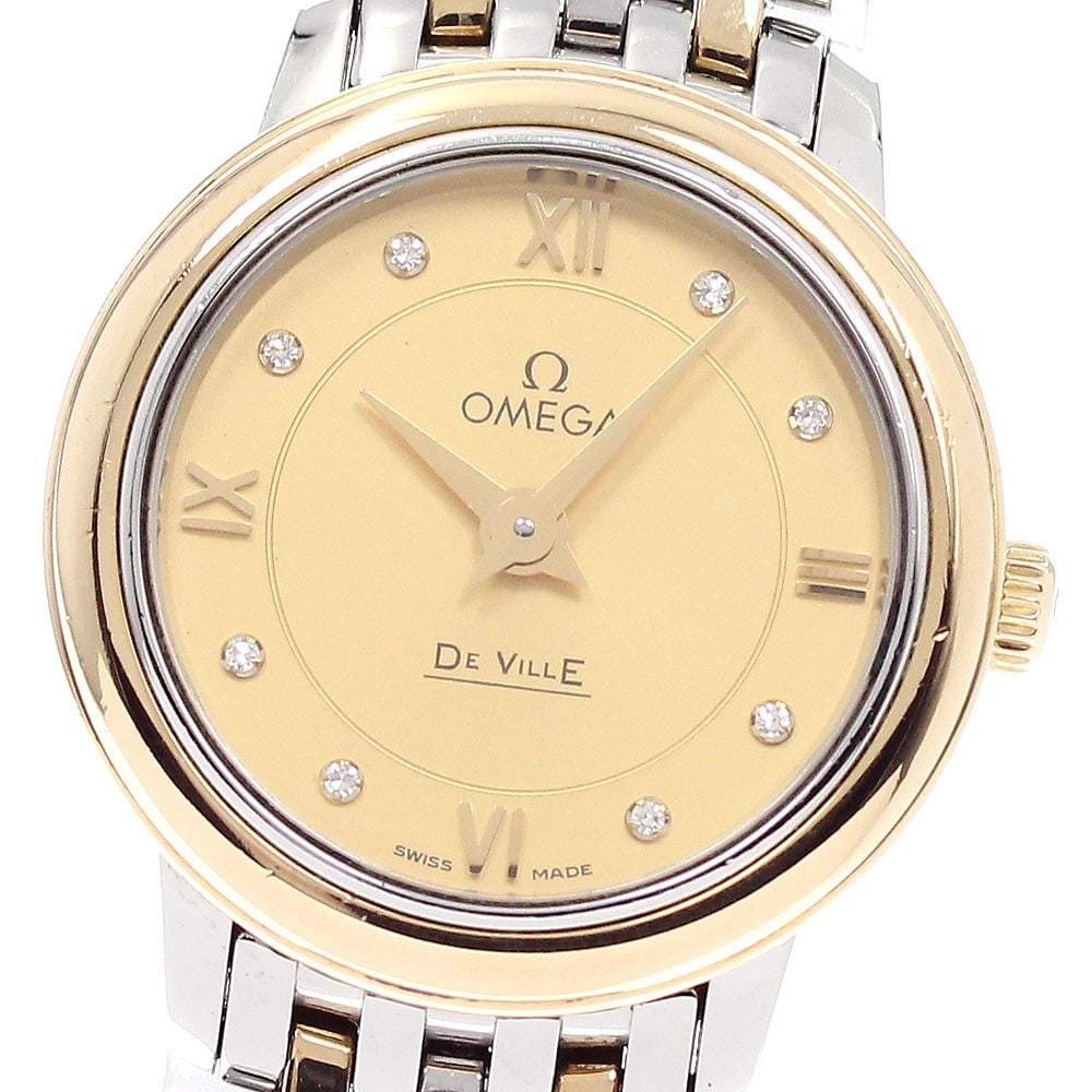 OMEGA De Ville Prestige 424.20.24.60.58.001 Ladies Quartz Diamond Watch: OMEGA De Ville Prestige 424.20.24.60.58.001 Ladies Quartz Diamond Watch Pre-owned OMEGA De Ville Prestige ladies wristwatch with quartz movement and an 8-diamond design. This watch features a gold dia