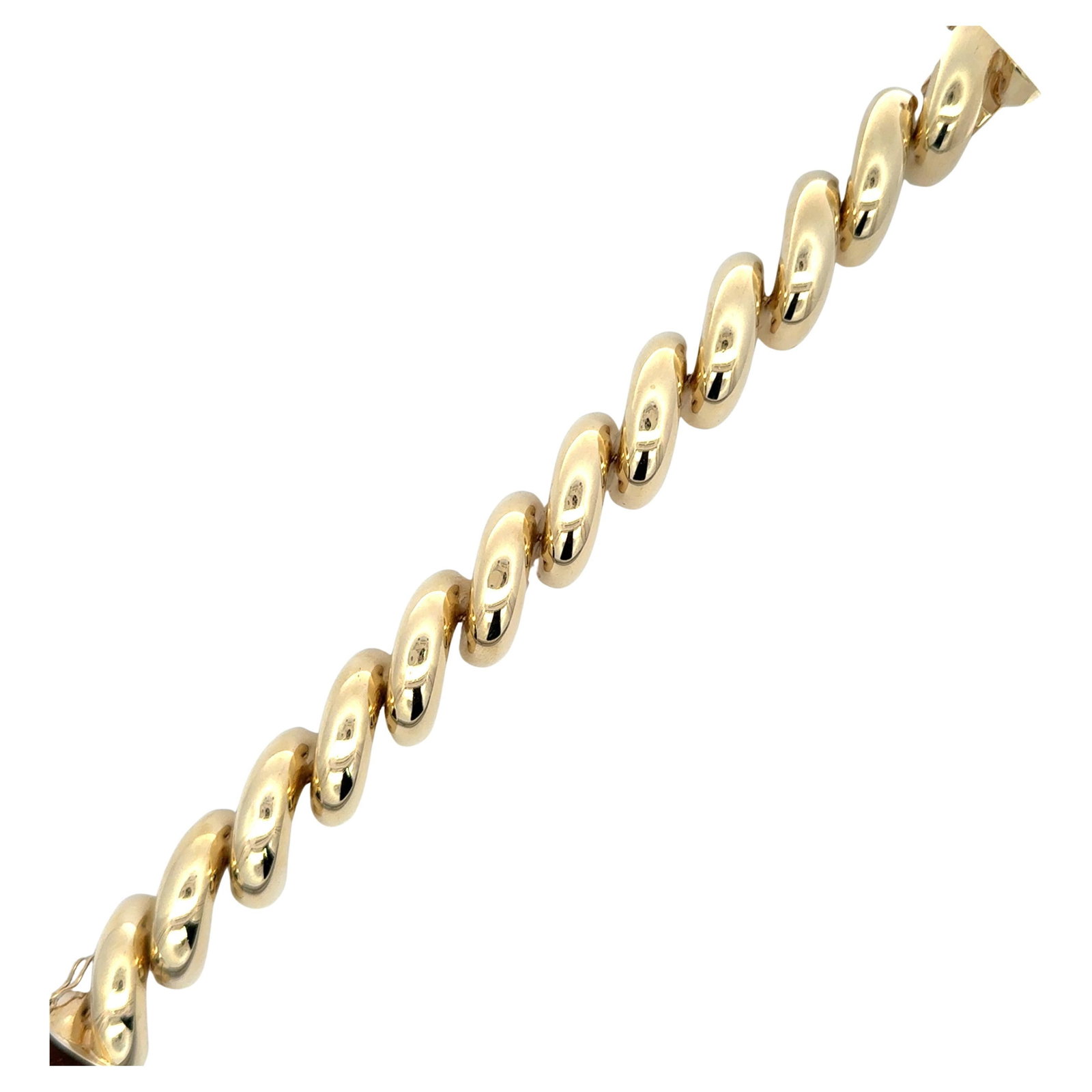 SanMarco 14K Yellow Gold Contemporary Link Bracelet 59.6g: SanMarco 14K Yellow Gold Contemporary Link Bracelet 59.6g This exquisite SanMarco link bracelet is expertly crafted from 14 karat yellow gold, showcasing a contemporary design. Weighing 59.6 grams, th
