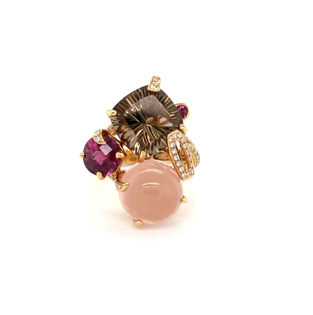BELLARRI Statement Ring 18k Rose Gold Multi Stone Diamond Size 7 (1 of 7)