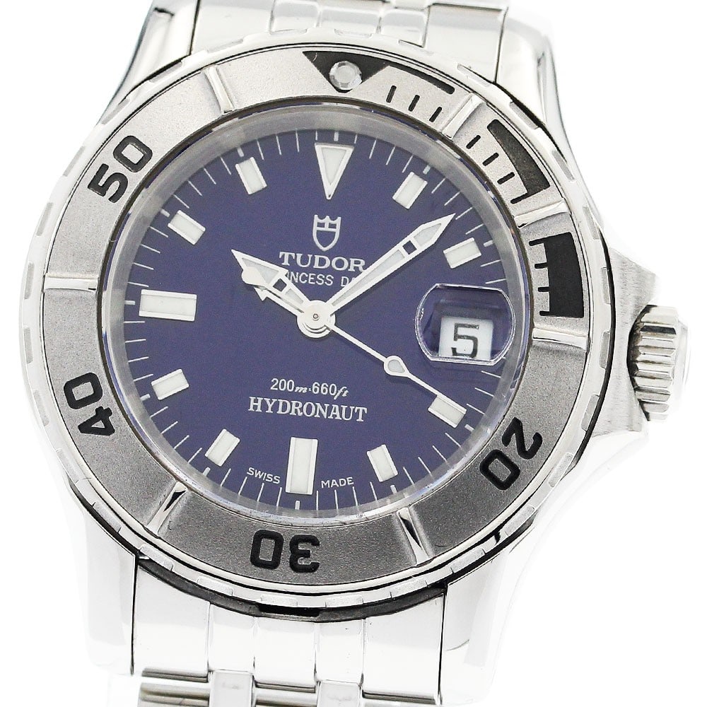 TUDOR Princess Date Hydronaut 99090P Women's Automatic Watch: TUDOR Princess Date Hydronaut 99090P Women's Automatic Watch Pre-owned Tudor Princess Date Hydronaut women's wristwatch, reference 99090P. This Swiss-made automatic watch features a stainless steel ca