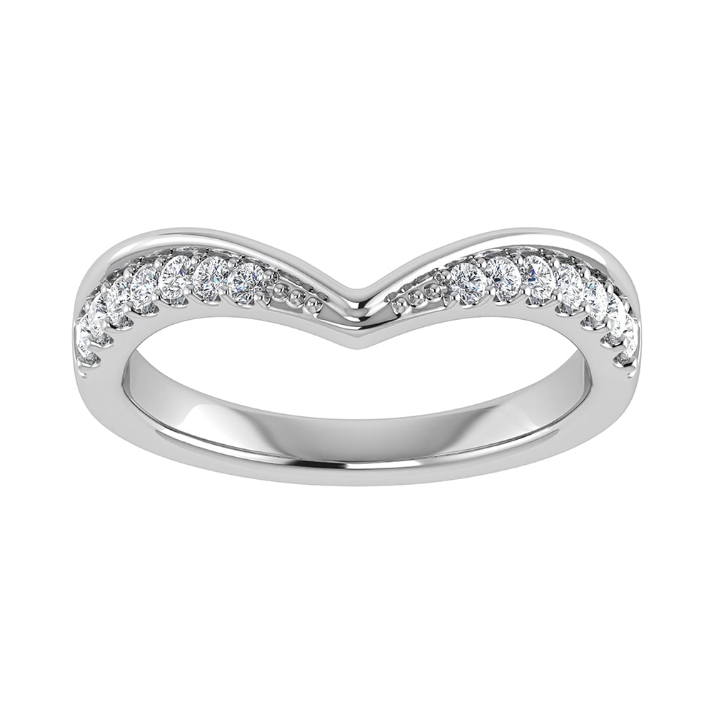 14K White Gold 1/5 Ct.Tw. Diamond Chevron Band: 14K White Gold 1/5 Ct.Tw. Diamond Chevron Band 14k White Gold Stone Color: G-h Stone Clarity: I1 Each ring is presented in standard size 6.5. Complimentary resizing is available between sizes 510 (in