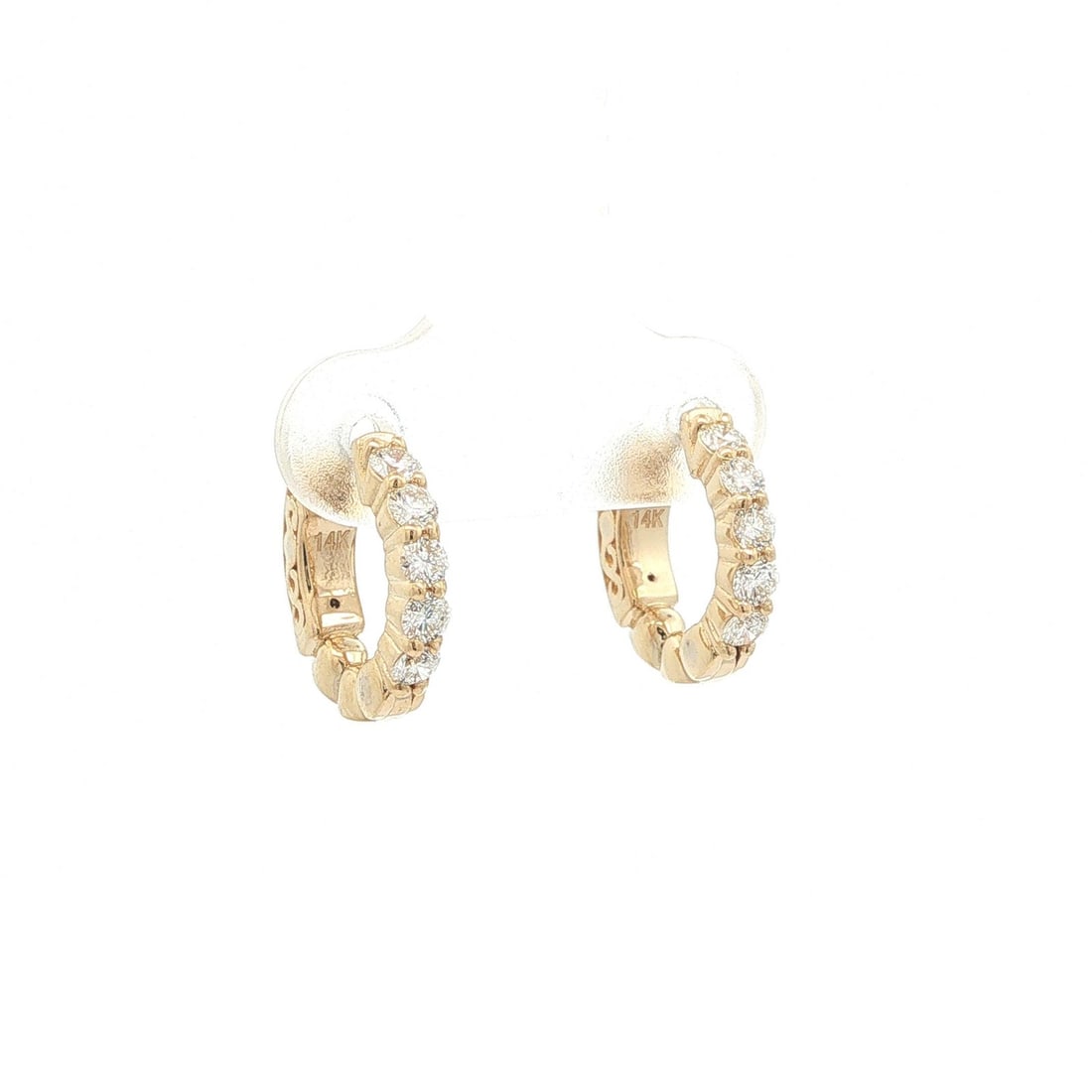14k Yellow Gold Huggie Hoop Earrings with 0.50ctw Round Diamonds: 14k Yellow Gold Huggie Hoop Earrings with 0.50ctw Round Diamonds Classic huggie hoop earrings crafted in solid 14k yellow gold and set with natural round brilliant cut diamonds. Designed for pierced e