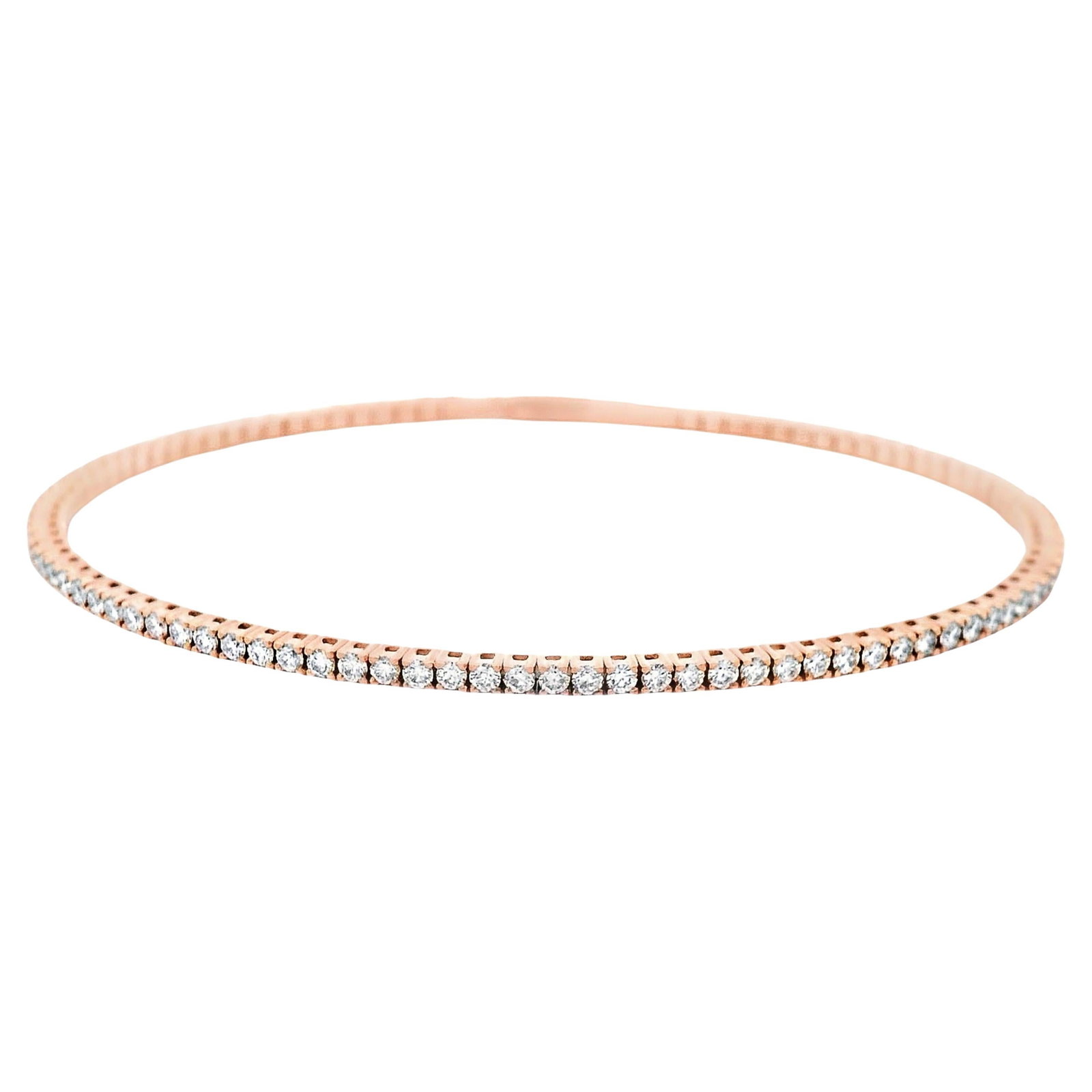 1.47ct Diamond Tennis Bangle Bracelet 14k Rose Gold GIA Certified: 1.47ct Diamond Tennis Bangle Bracelet 14k Rose Gold GIA Certified This exquisite modern diamond flexible tennis bangle bracelet showcases a stunning collection of 71 round diamonds totaling 1.47 carat