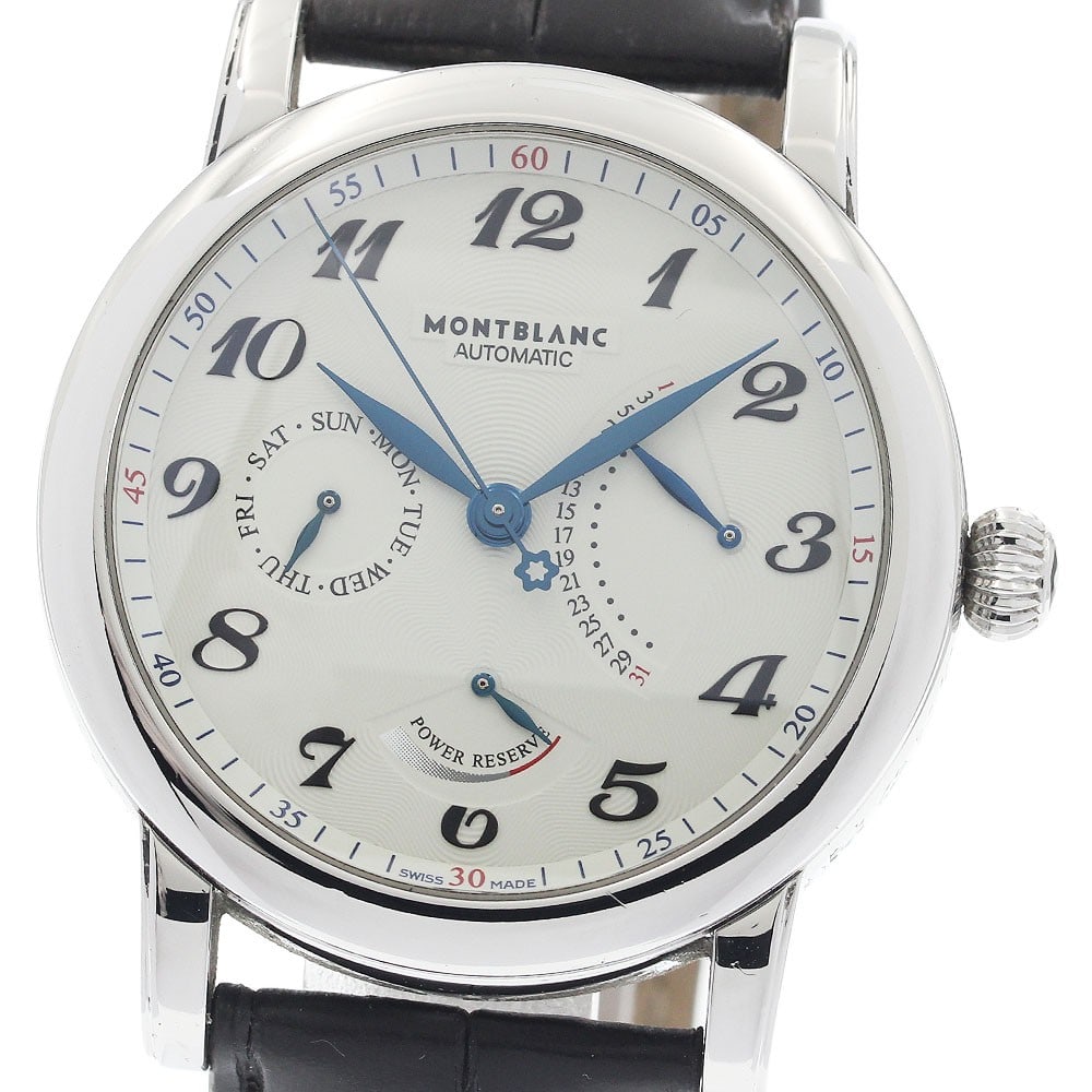 Montblanc 106462 Star Retrograde mens automatic wristwatch: Montblanc 106462 Star Retrograde mens automatic wristwatch MONTBLANC Star Retrograde Day-Date men's wristwatch, reference 106462, in pre-owned condition. It features a stainless steel case, leather be