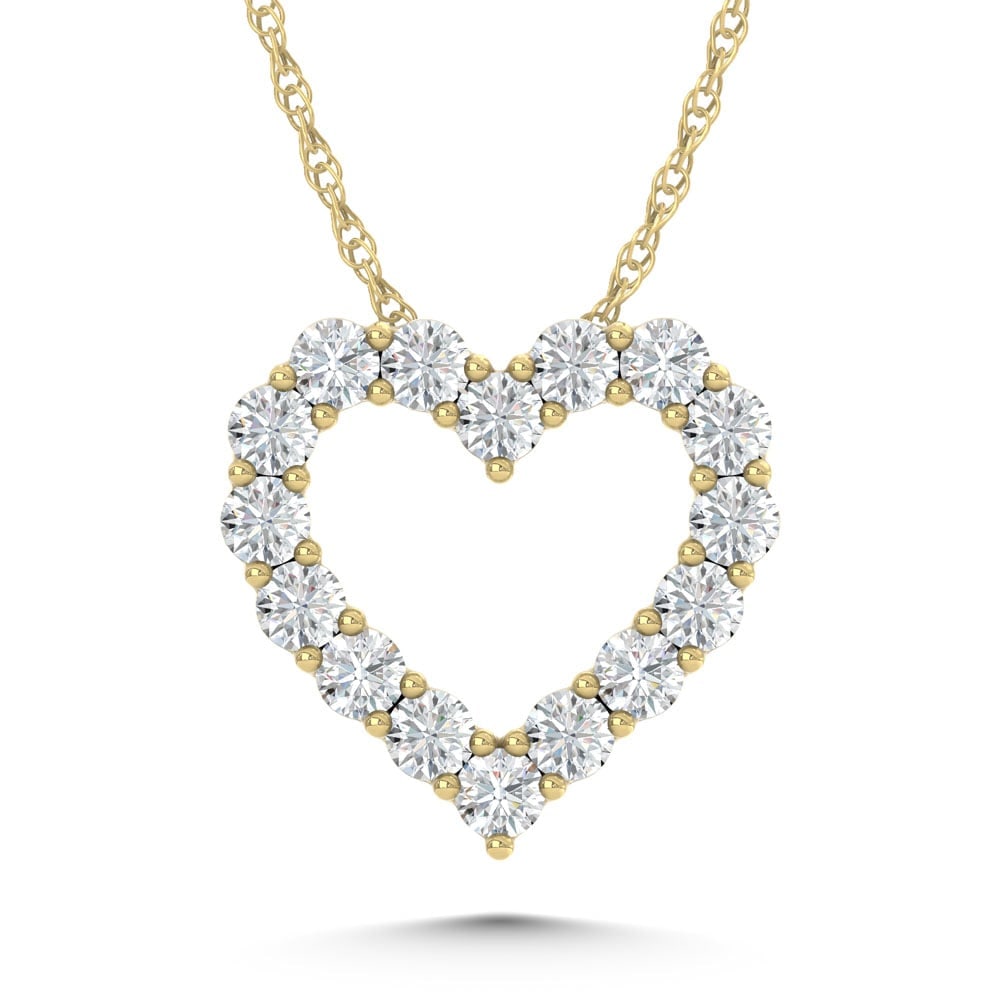 14K Yellow Gold Lab Grown Diamond 2 Ct.Tw. Heart Pendant: 14K Yellow Gold Lab Grown Diamond 2 Ct.Tw. Heart Pendant Polished 14K Yellow gold heart pendant featuring lab-grown diamonds totaling 2 carat total weight. 14k Yellow Gold Stone Color: D-f Stone Clari