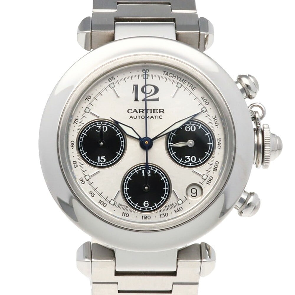 Cartier 2412 Pasha C Chronograph Mens Automatic Stainless Steel Watch (1 of 9)