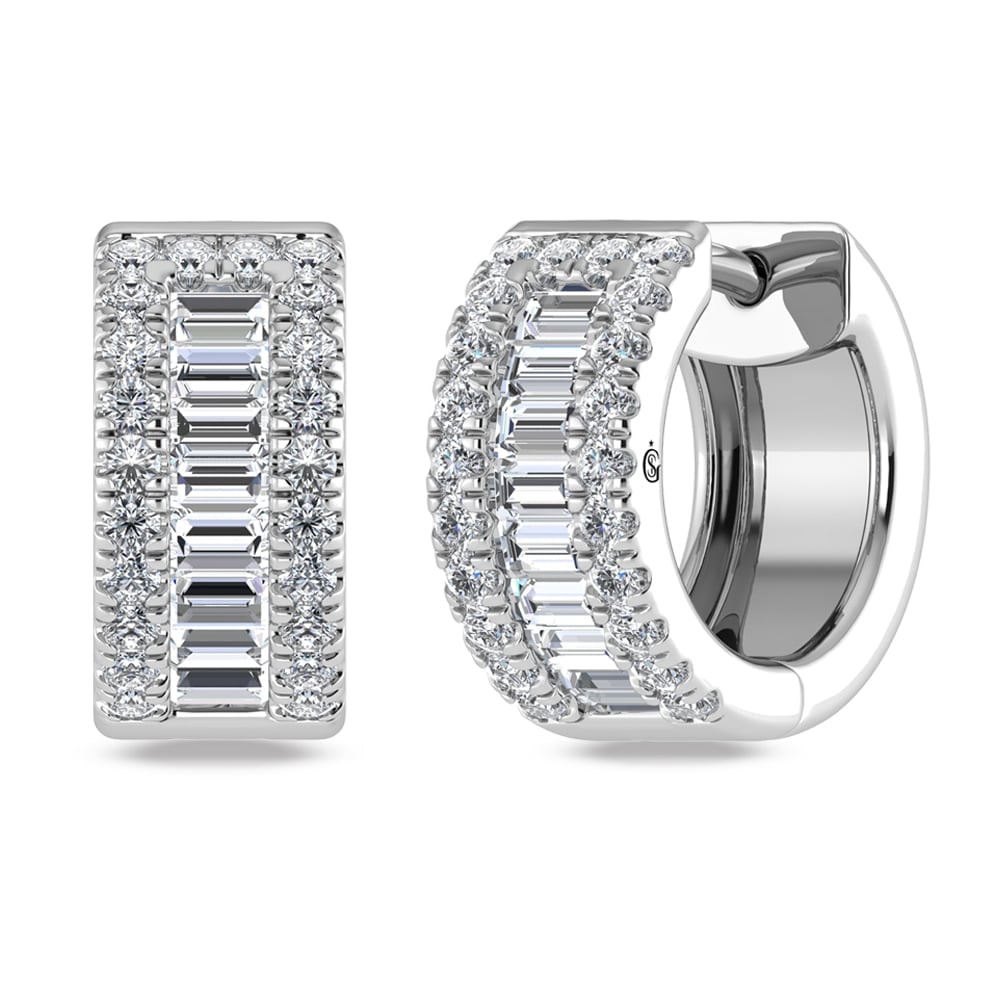 14K White Gold Lab Grown Diamond 3/4 Ct.Tw. Huggies Earrings: 14K White Gold Lab Grown Diamond 3/4 Ct.Tw. Huggies Earrings Elegant 14K white gold huggies featuring 3/4 Ct.Tw. lab-grown diamonds, perfect for subtle sparkle. 14k White Gold Stone Color: D-f Stone C