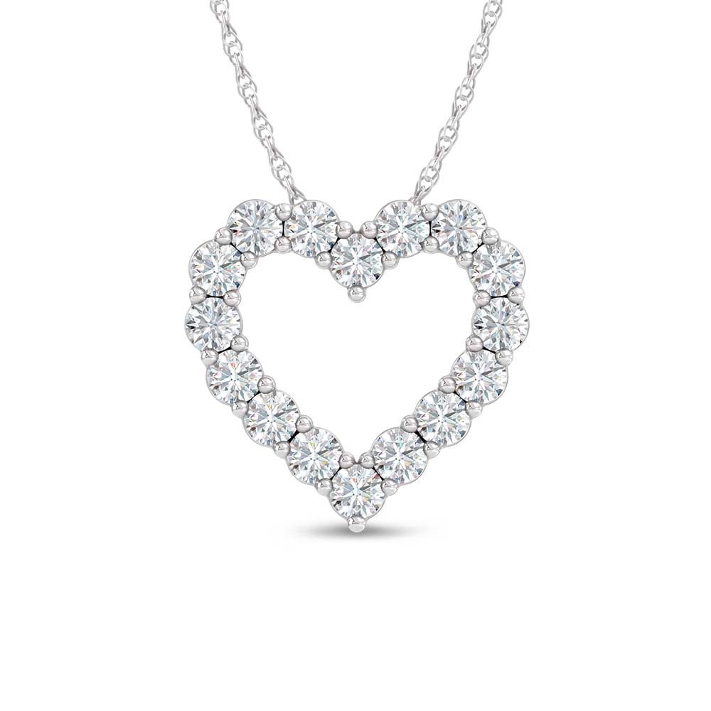 10K White Gold Lab Grown Diamond 1 Ct.Tw. Heart Pendant: 10K White Gold Lab Grown Diamond 1 Ct.Tw. Heart Pendant Polished 10K white gold heart pendant featuring lab-grown diamonds totaling 1 carat total weight. 10k White Gold Stone Color: D-f Stone Clarity: