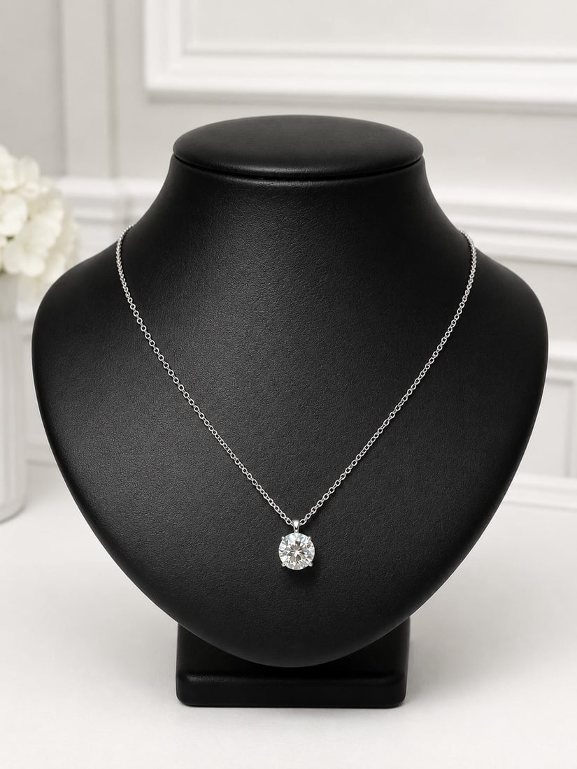 Unbranded Platinum Solitaire Pendant Necklace with GIA 1.91ct Round Brilliant Diamond: Unbranded Platinum Solitaire Pendant Necklace with GIA 1.91ct Round Brilliant Diamond Elegant solitaire slide pendant necklace featuring a natural round brilliant diamond with GIA certification. The d