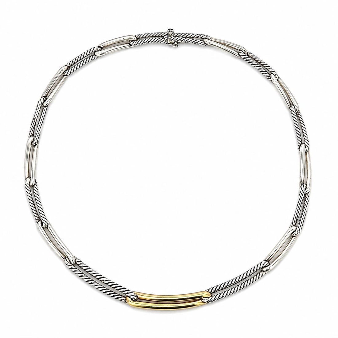 David Yurman Labyrinth Necklace Sterling Silver 18k Yellow Gold 18 in (1 of 13)