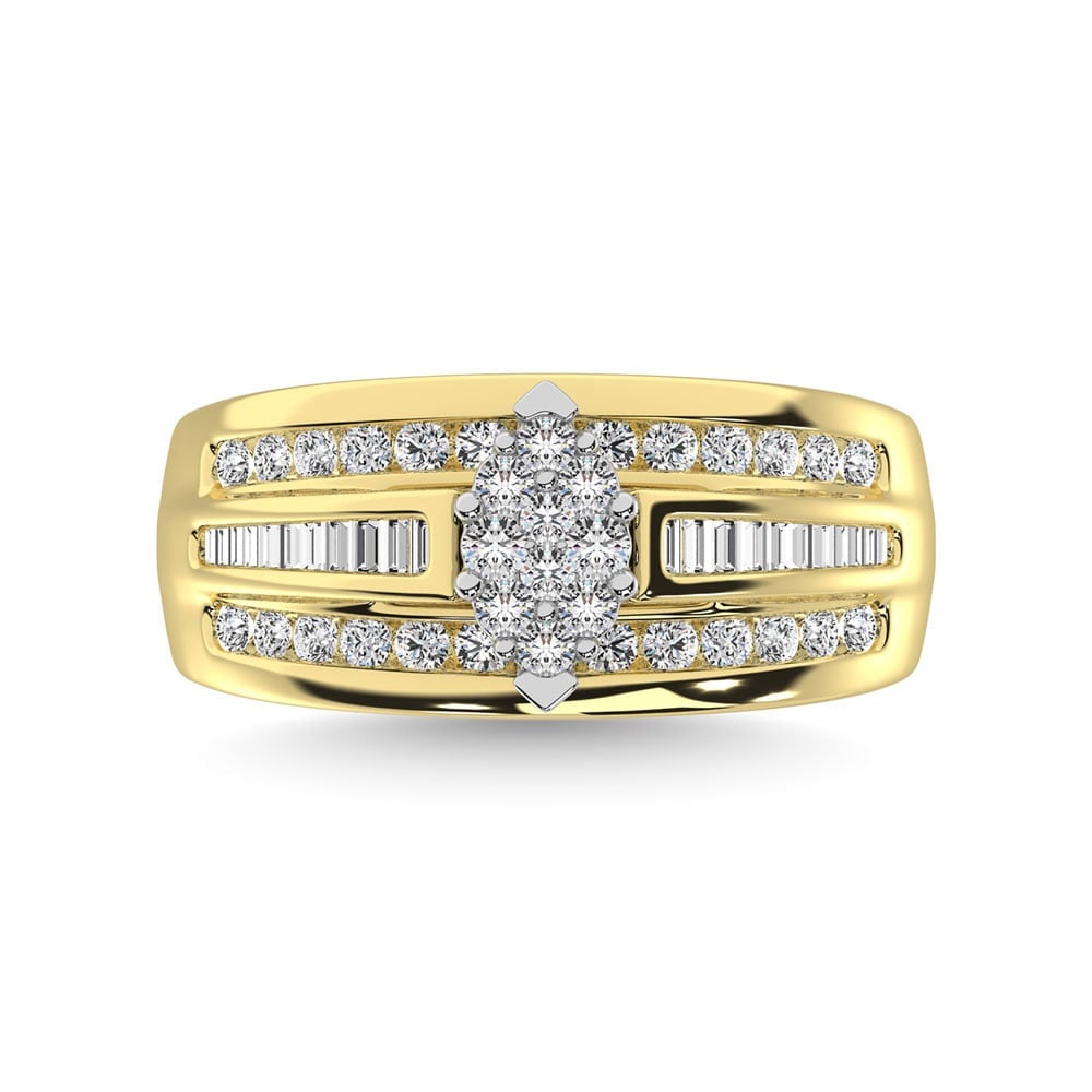 10K Yellow Gold 1/2 Ct.Tw. Diamond Engagement Invisible Ring: 10K Yellow Gold 1/2 Ct.Tw. Diamond Engagement Invisible Ring Elegant And Magnificent, This 10K Yellow Gold Engagement Ring Features Round Diamonds Weighing Approximately 1/2 Ct.Tw. Surprise The Woman 