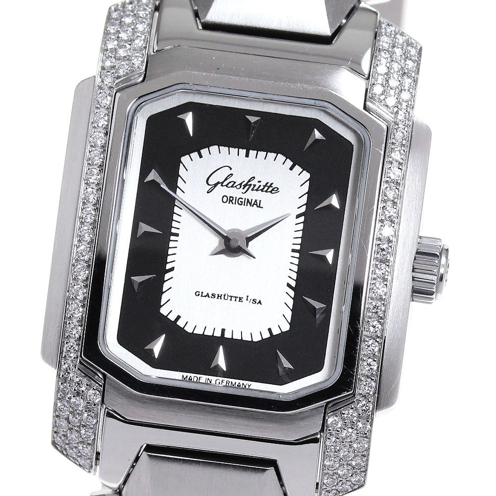 Glashutte Original Senator Carre Ladies Wristwatch Diamond Bezel Steel (1 of 6)