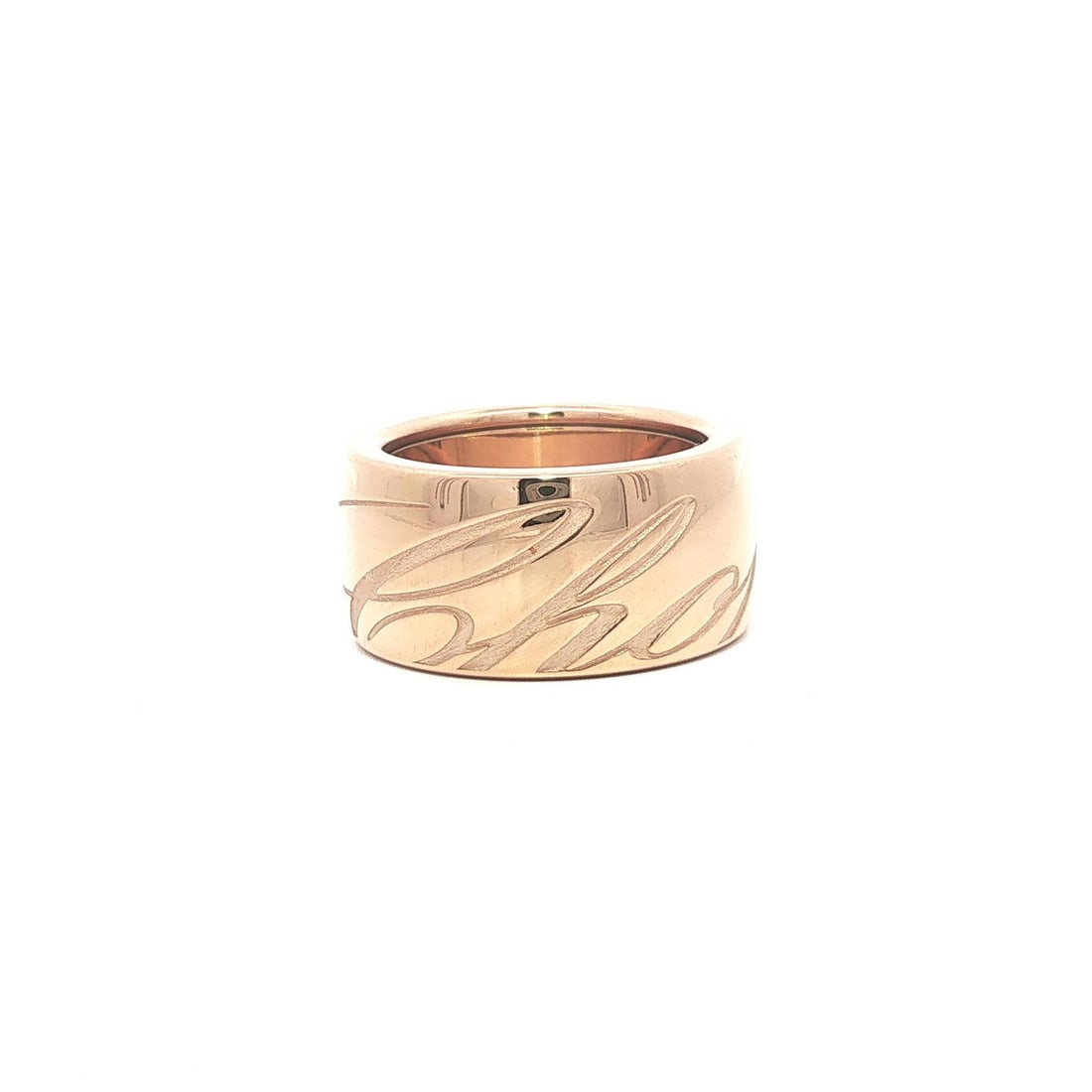 Chopard Chopardissimo spinning 18k rose gold band ring size 5.5: Chopard Chopardissimo spinning 18k rose gold band ring size 5.5 Pre-owned Chopardissimo spinning band ring crafted in 18k solid rose gold. This women's ring features the Chopard signature design with 