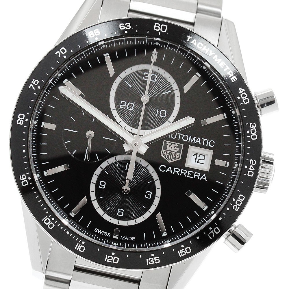TAG Heuer Carrera Automatic Chronograph Mens Wristwatch Ref CV201AL.BA0723: TAG Heuer Carrera Automatic Chronograph Mens Wristwatch Ref CV201AL.BA0723 Pre-owned TAG Heuer Carrera chronograph automatic men's wristwatch with a black dial and stainless steel case and bracelet. T