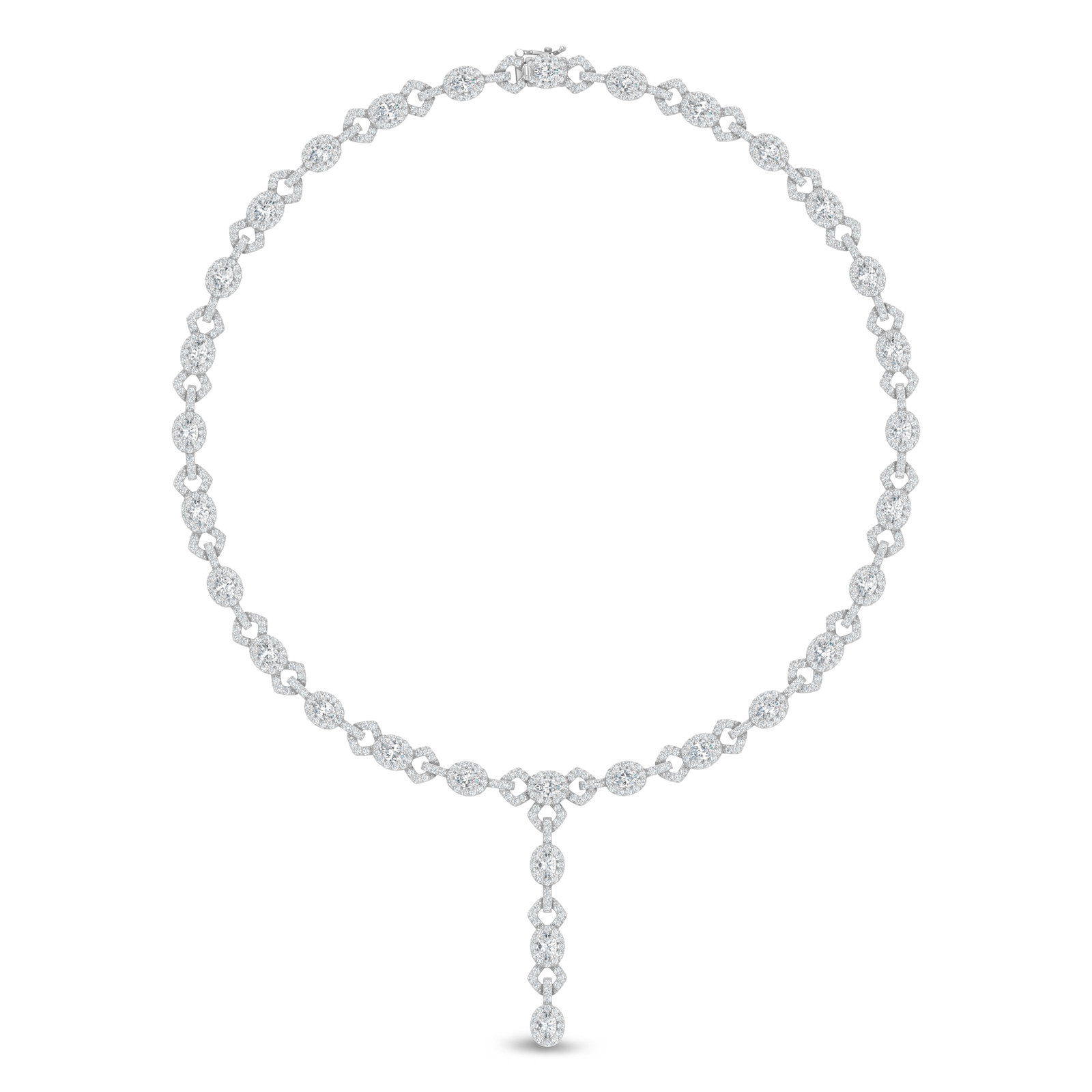14K White Gold Lab Grown Diamond 15 1/2 Ct.Tw. Fashion Necklace: 14K White Gold Lab Grown Diamond 15 1/2 Ct.Tw. Fashion Necklace An extraordinary statement of refinement, this 15 1/2 CT TW fashion necklace is crafted in luminous 14K white gold and adorned with radi