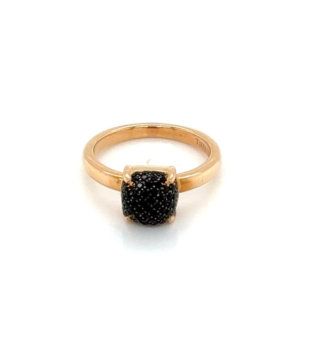 Tiffany Co Paloma Picasso Sugar Stacks 18k Rose Gold Black Spinel Ring 4.5 (1 of 8)