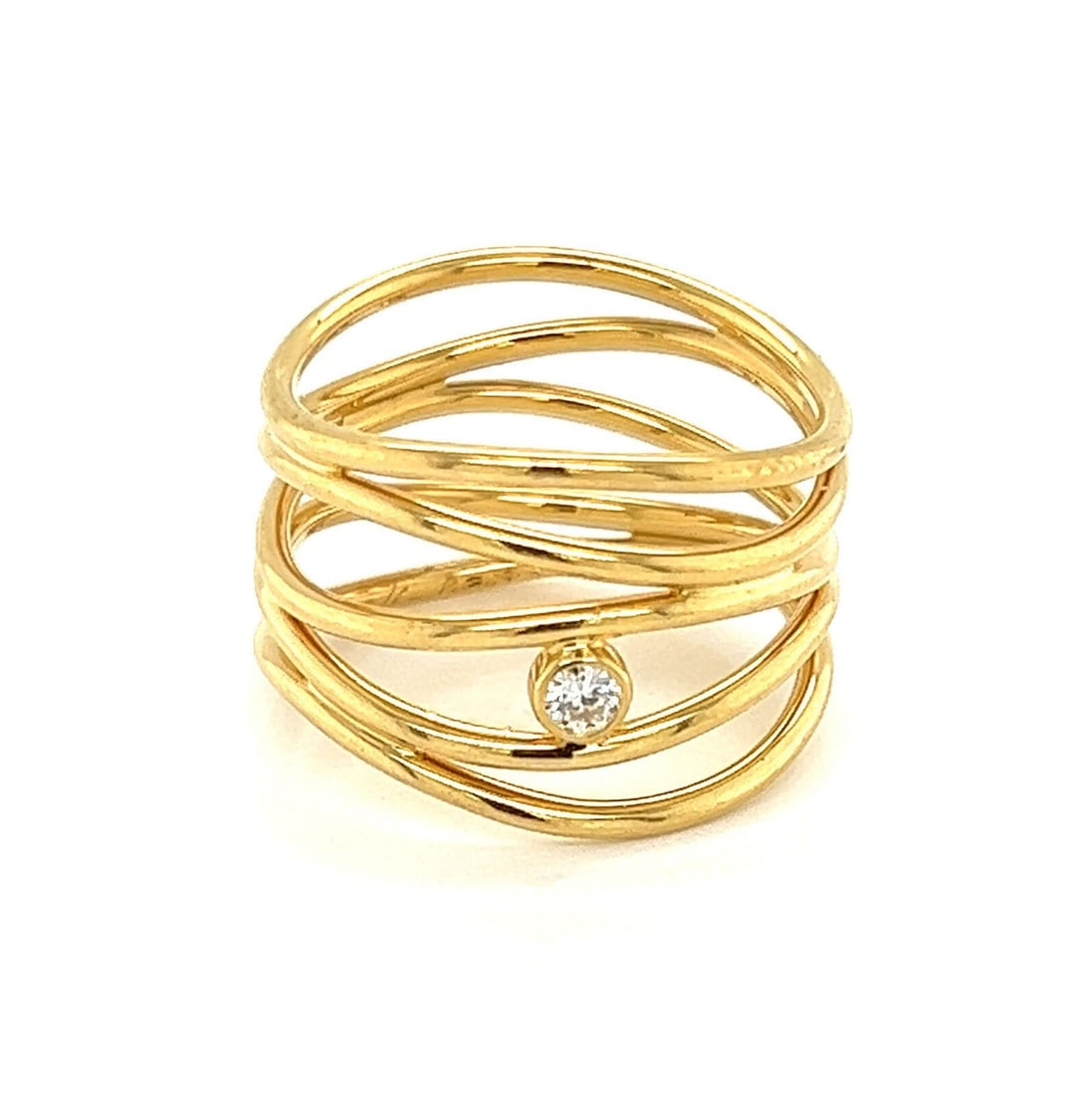 Tiffany & Co Elsa Peretti Diamond Wave 5 Row 18k Gold Ring Size 5: Tiffany & Co Elsa Peretti Diamond Wave 5 Row 18k Gold Ring Size 5 Pre-owned Tiffany & Co. Elsa Peretti Diamond Wave 5 Row ring crafted in 18k yellow gold. This sculptural band features the signature w