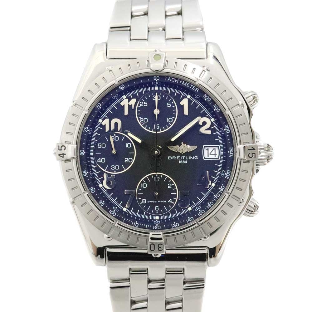 Breitling Chronomat Blackbird A13050.1 mens stainless steel watch black dial: Breitling Chronomat Blackbird A13050.1 mens stainless steel watch black dial Breitling Chronomat Blackbird men's wristwatch, model A13050.1, with a black dial and stainless steel case and bracelet. It