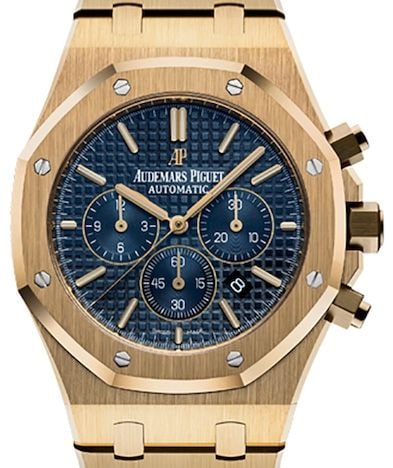 Royal Oak Chronograph Blue Dial Watch Ref 26320BA.OO.1220BA.02 with Papers 2016: Royal Oak Chronograph Blue Dial Watch Ref 26320BA.OO.1220BA.02 with Papers 2016 Audemars Piguet Royal Oak Chronograph featuring a blue dial and fixed bezel. This men's watch comes on a bracelet and in
