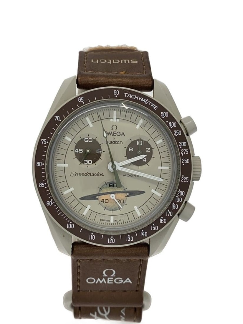 Omega x Swatch Saturn Quartz Brown Men's Wristwatch (1 of 6)