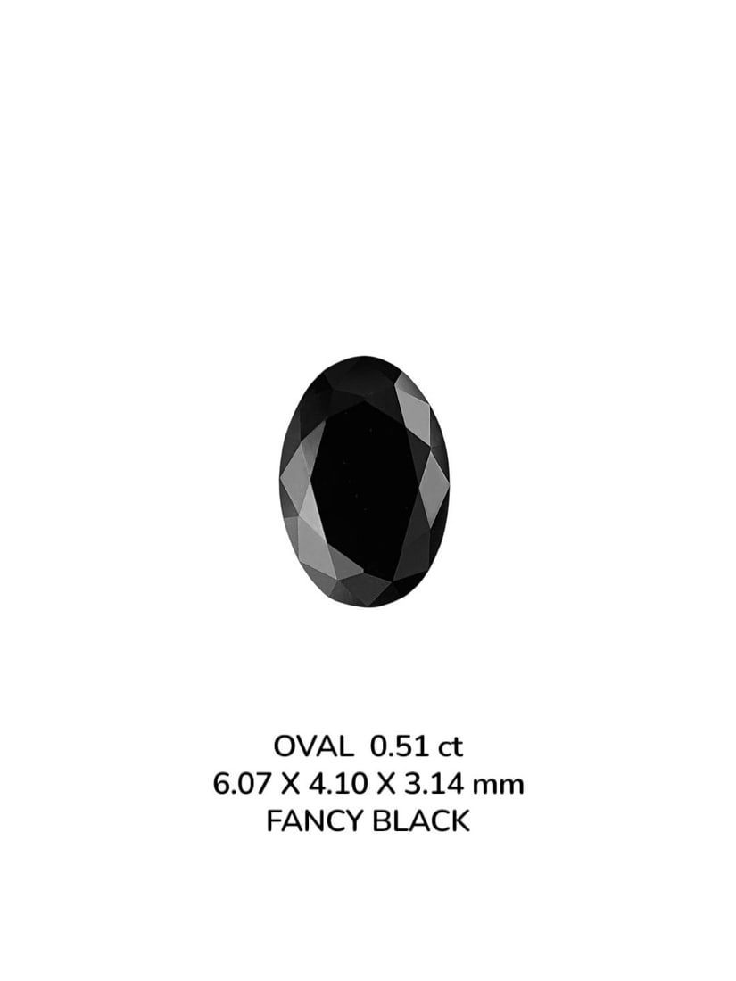 Loose Diamond - OVAL 0.51ct Fancy Black VVS2: Loose Diamond - OVAL 0.51ct Fancy Black VVS2 Source: Natural Shape: OVAL Carats: 0.51 Color: Fancy Black Certification: NONE PLEASE NOTE: Framed, Large, or heavy items do not have shipping costs inclu