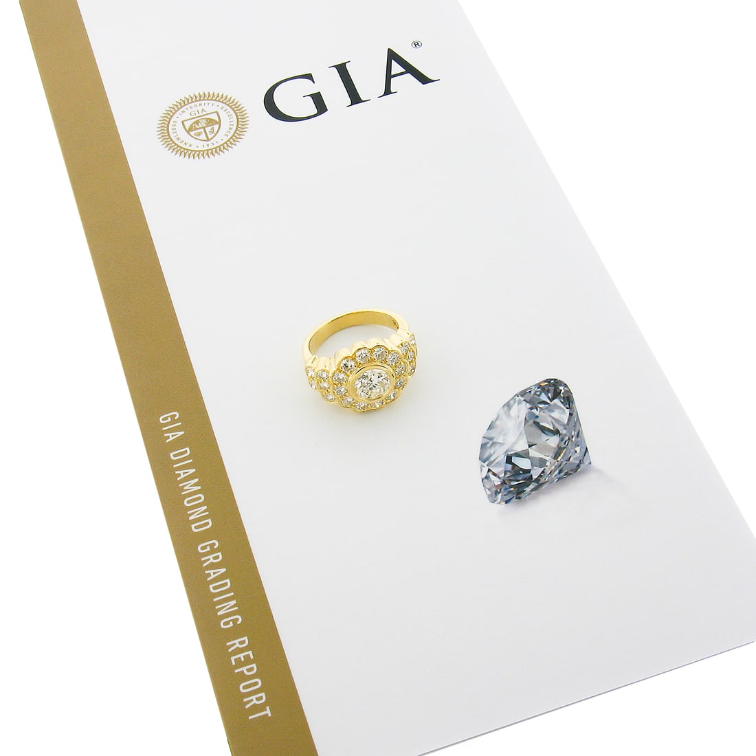GIA Certified 18k Yellow Gold Diamond Flower Cocktail Ring Size 5.5: GIA Certified 18k Yellow Gold Diamond Flower Cocktail Ring Size 5.5 This elegant cocktail ring is crafted from solid 18k yellow gold and features a total of 23 natural diamonds with a combined carat w