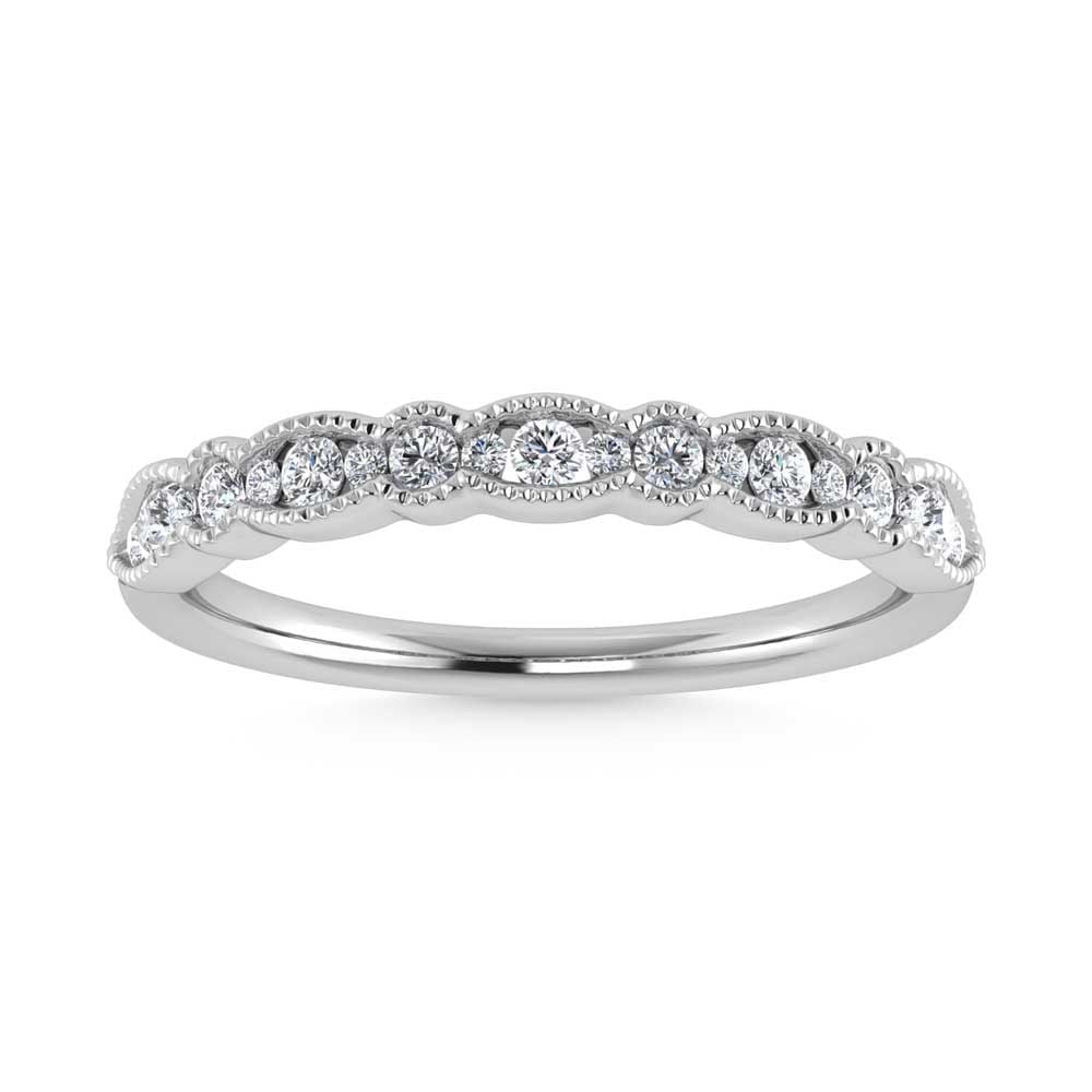 Diamond 1/4 Ct.Tw. Stackable Band in 14K White Gold: Diamond 1/4 Ct.Tw. Stackable Band in 14K White Gold 14k White Gold Stone Color: G-h Stone Clarity: I1 Each ring is presented in standard size 6.5. Complimentary resizing is available between sizes 510