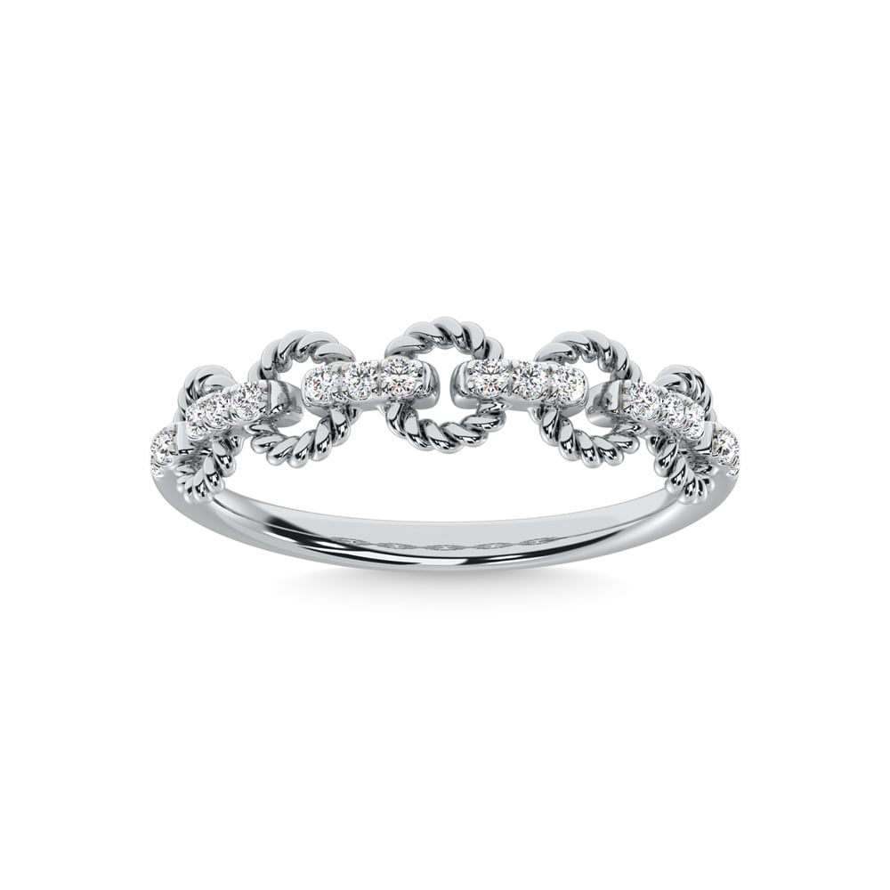 14K White Gold Diamond 1/6 Ct.Tw. Stackable Ring: 14K White Gold Diamond 1/6 Ct.Tw. Stackable Ring 14k White Gold Stone Color: G-h Stone Clarity: I1 Each ring is presented in standard size 6.5. Complimentary resizing is available between sizes 510 (i