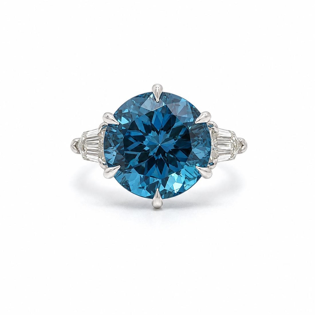 Unbranded Platinum Cocktail Ring GIA Aquamarine with 2 Kite Cut Diamonds (1 of 13)