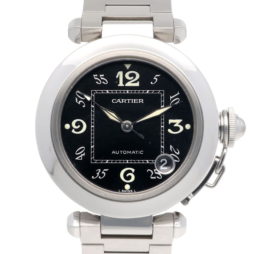 Cartier Pasha C 2324 Unisex Automatic Wristwatch Stainless Steel: Cartier Pasha C 2324 Unisex Automatic Wristwatch Stainless Steel Pre-owned Cartier Pasha C automatic wristwatch in stainless steel with a silver and black color scheme. This unisex model, reference 23