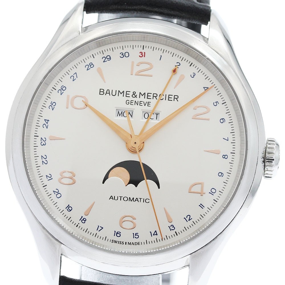 Baume and Mercier 65718 mens automatic wristwatch Clifton Moonphase aftermarket strap: Baume and Mercier 65718 mens automatic wristwatch Clifton Moonphase aftermarket strap Pre-owned Baume & Mercier Clifton Moonphase Triple Calendar automatic wristwatch for men. This Swiss-made watch fe