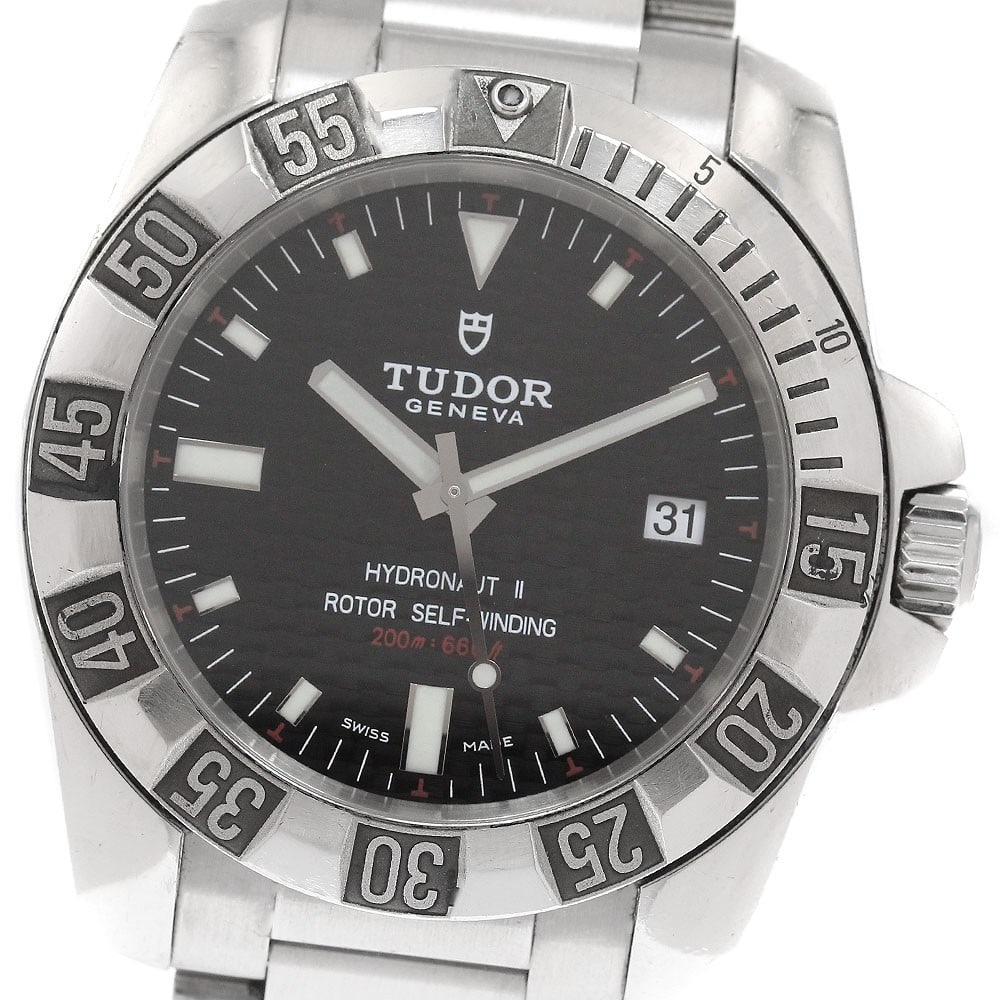 TUDOR Hydronaut 2 Ref 20040 Automatic Date Mens Wristwatch: TUDOR Hydronaut 2 Ref 20040 Automatic Date Mens Wristwatch Pre-owned TUDOR Hydronaut II Date automatic men's wristwatch with a black dial and stainless steel case and bracelet. This watch-only offerin
