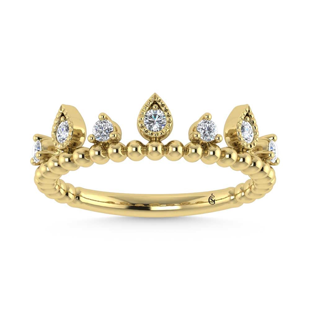 14K Yellow Gold Diamond 1/5 Ct.Tw. Stackable Band: 14K Yellow Gold Diamond 1/5 Ct.Tw. Stackable Band 14k Yellow Gold Stone Color: G-h Stone Clarity: Si2 Each ring is presented in standard size 6.5. Complimentary resizing is available between sizes 510
