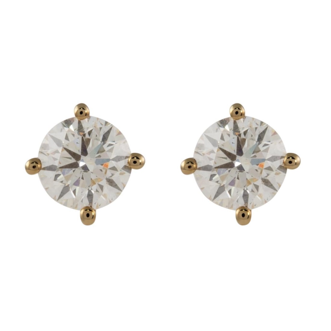 1.01ct Round Diamond Stud Earrings in 18k Yellow Gold with GIA Appraisal: 1.01ct Round Diamond Stud Earrings in 18k Yellow Gold with GIA Appraisal Elevate your jewelry collection with these exquisite 1.01ct Round Diamond Stud Earrings, crafted in luxurious 18k yellow gold. 
