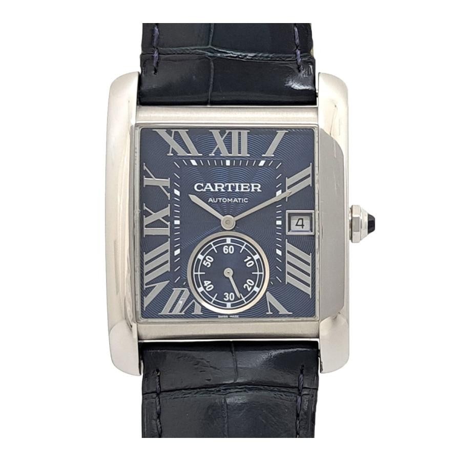 Cartier Tank MC WSTA0010 automatic mens wristwatch steel leather strap (1 of 9)