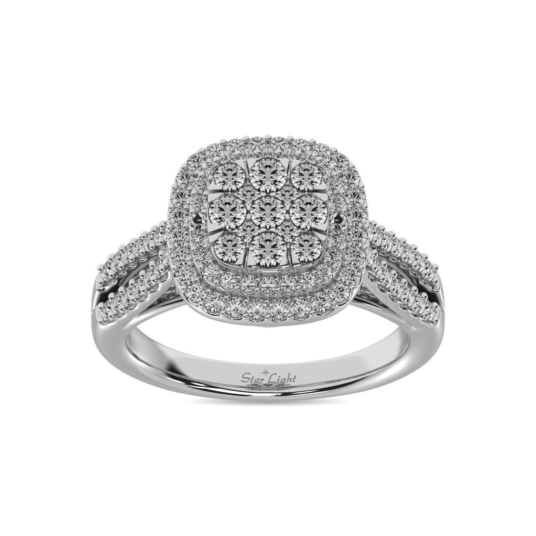 Diamond 3/4 Ct.tw Round Cut Double Halo Engagement Ring in 14K White Gold: Diamond 3/4 Ct.tw Round Cut Double Halo Engagement Ring in 14K White Gold 14k White Gold Stone Color: Gh Stone Clarity: Si1 Each ring is presented in standard size 6.5. Complimentary resizing is avail