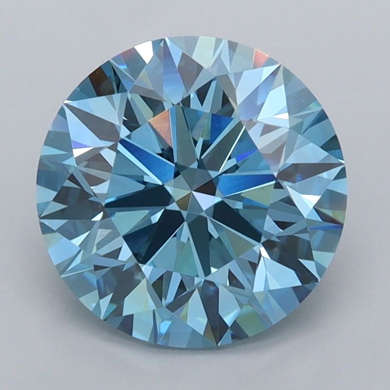Loose Diamond - ROUND 2.5ct Fancy Vivid Blue VVS2: Loose Diamond - ROUND 2.5ct Fancy Vivid Blue VVS2 Source: This is a real non-mined Diamond that has been grown in a lab Shape: ROUND Carats: 2.5 Color: Fancy Vivid Blue Certification: IGI Video: