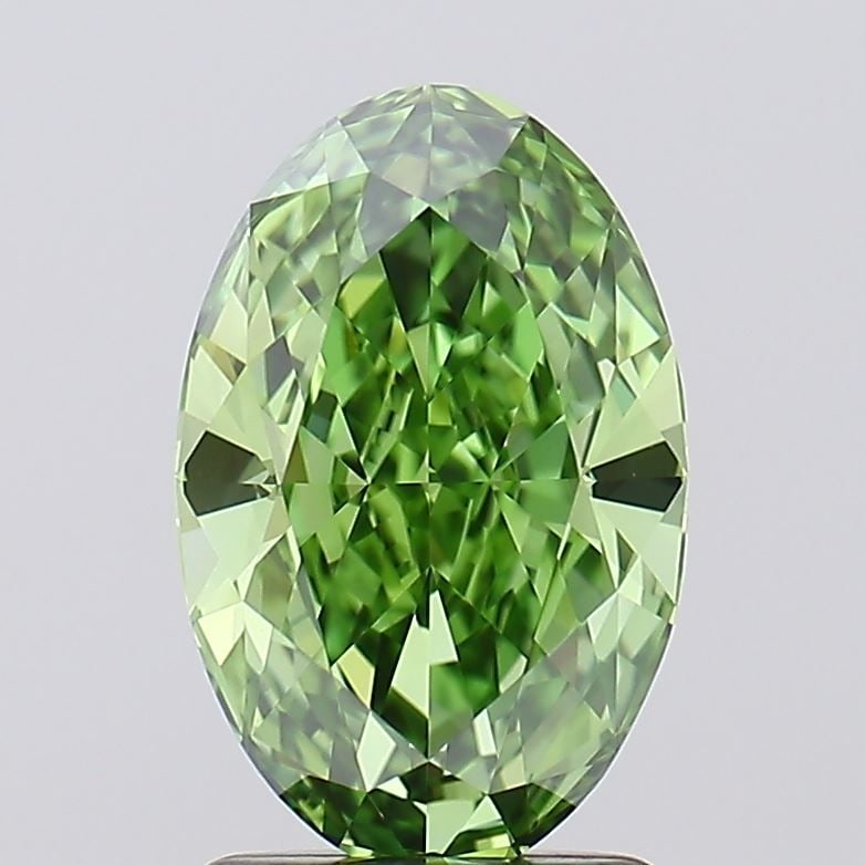 Loose Diamond - OVAL 1.87ct Fancy Vivid Green FL: Loose Diamond - OVAL 1.87ct Fancy Vivid Green FL Source: This is a real non-mined Diamond that has been grown in a lab Shape: OVAL Carats: 1.87 Color: Fancy Vivid Green Certification: IGI Video: