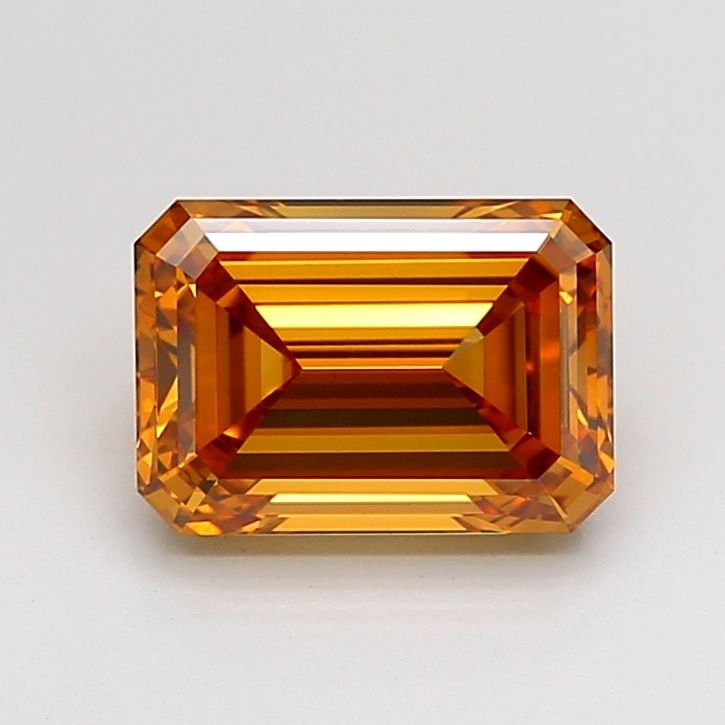 Loose Diamond - EMERALD 1.69ct Fancy Orangey Brown VS1: Loose Diamond - EMERALD 1.69ct Fancy Orangey Brown VS1 Source: This is a real non-mined Diamond that has been grown in a lab Shape: EMERALD Carats: 1.69 Color: Fancy Orangey Brown Certification: IGI P