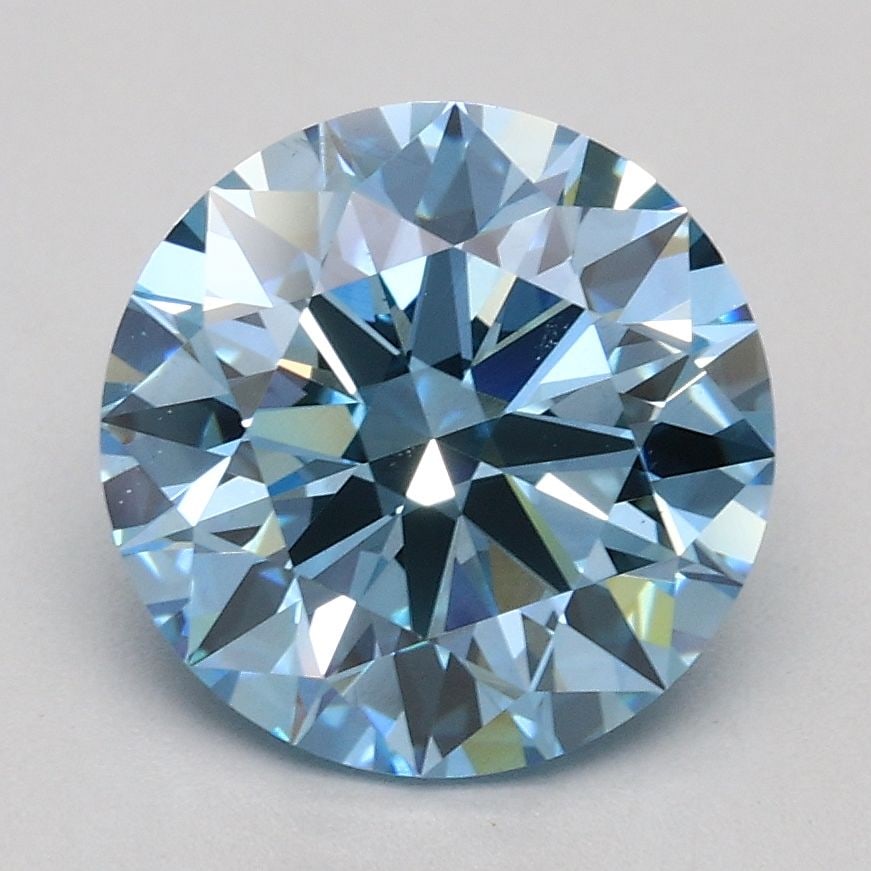 Ideal Loose Diamond - ROUND 2.02ct Fancy Blue VS2: Ideal Loose Diamond - ROUND 2.02ct Fancy Blue VS2 Source: This is a real non-mined Diamond that has been grown in a lab Shape: ROUND Carats: 2.02 Color: Fancy Blue Certification: IGI Video: Video