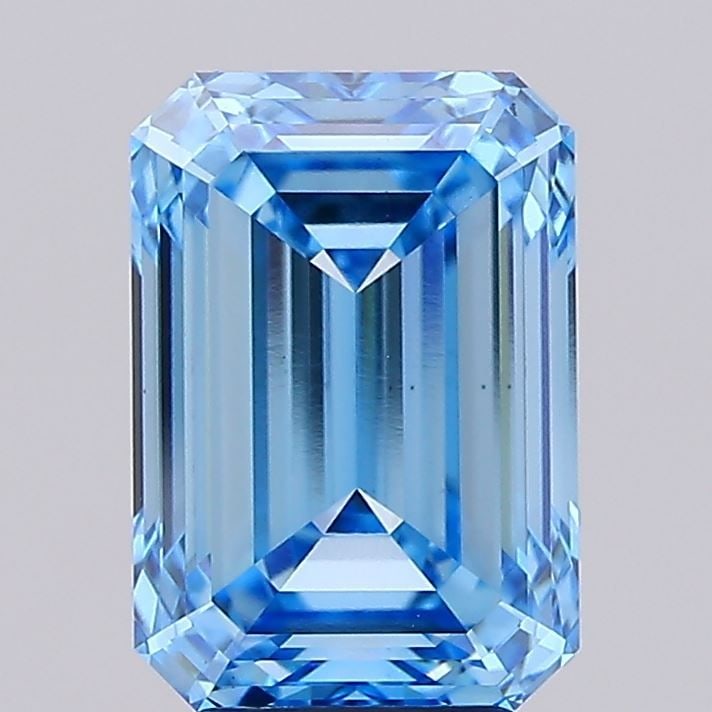 Loose Diamond - EMERALD 5.01ct Fancy Vivid Blue VS2: Loose Diamond - EMERALD 5.01ct Fancy Vivid Blue VS2 Source: This is a real non-mined Diamond that has been grown in a lab Shape: EMERALD Carats: 5.01 Color: Fancy Vivid Blue Certification: IGI Video: