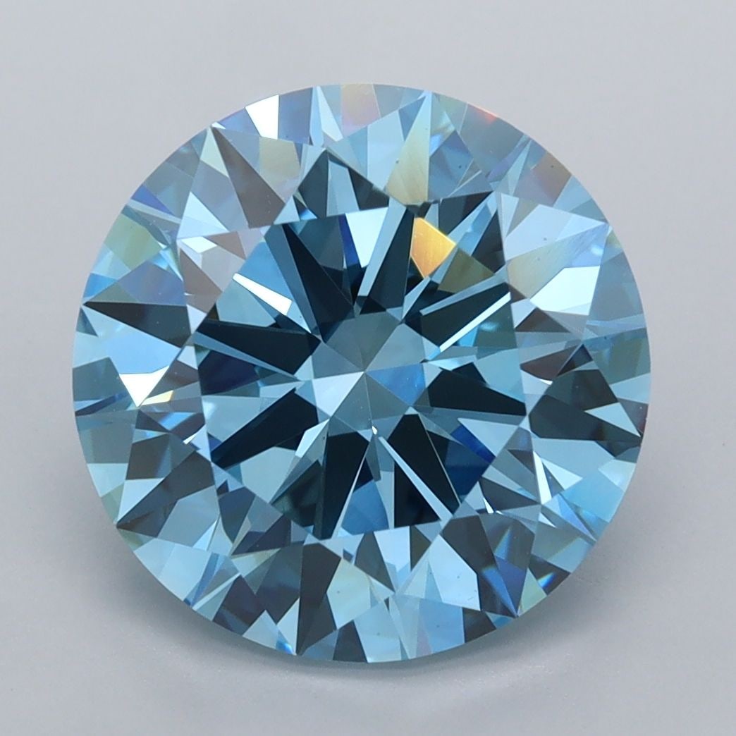 Ideal Loose Diamond - ROUND 5.04ct Fancy Vivid Blue VVS2: Ideal Loose Diamond - ROUND 5.04ct Fancy Vivid Blue VVS2 Source: This is a real non-mined Diamond that has been grown in a lab Shape: ROUND Carats: 5.04 Color: Fancy Vivid Blue Certification: IGI Vide