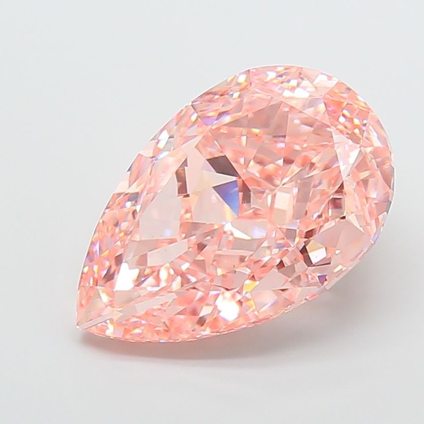 Loose Diamond - PEAR 15.08ct Fancy Vivid Pink VS1: Loose Diamond - PEAR 15.08ct Fancy Vivid Pink VS1 Source: This is a real non-mined Diamond that has been grown in a lab Shape: PEAR Carats: 15.08 Color: Fancy Vivid Pink Certification: IGI Video: