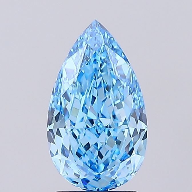 Loose Diamond - PEAR 2.52ct Fancy Vivid Blue VS1: Loose Diamond - PEAR 2.52ct Fancy Vivid Blue VS1 Source: This is a real non-mined Diamond that has been grown in a lab Shape: PEAR Carats: 2.52 Color: Fancy Vivid Blue Certification: IGI Video: