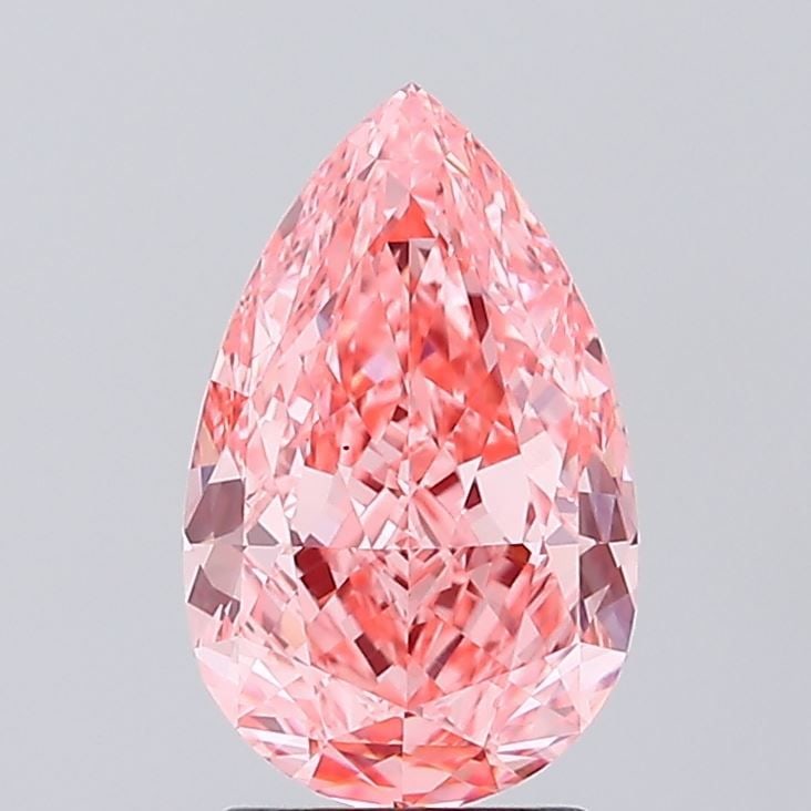 Loose Diamond - PEAR 2.33ct Fancy Vivid Pink VS1: Loose Diamond - PEAR 2.33ct Fancy Vivid Pink VS1 Source: This is a real non-mined Diamond that has been grown in a lab Shape: PEAR Carats: 2.33 Color: Fancy Vivid Pink Certification: IGI Video: