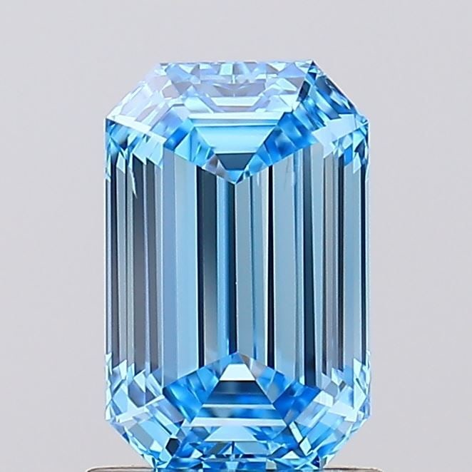 Loose Diamond - EMERALD 1.29ct Fancy Vivid Blue VS2: Loose Diamond - EMERALD 1.29ct Fancy Vivid Blue VS2 Source: This is a real non-mined Diamond that has been grown in a lab Shape: EMERALD Carats: 1.29 Color: Fancy Vivid Blue Certification: IGI Video: