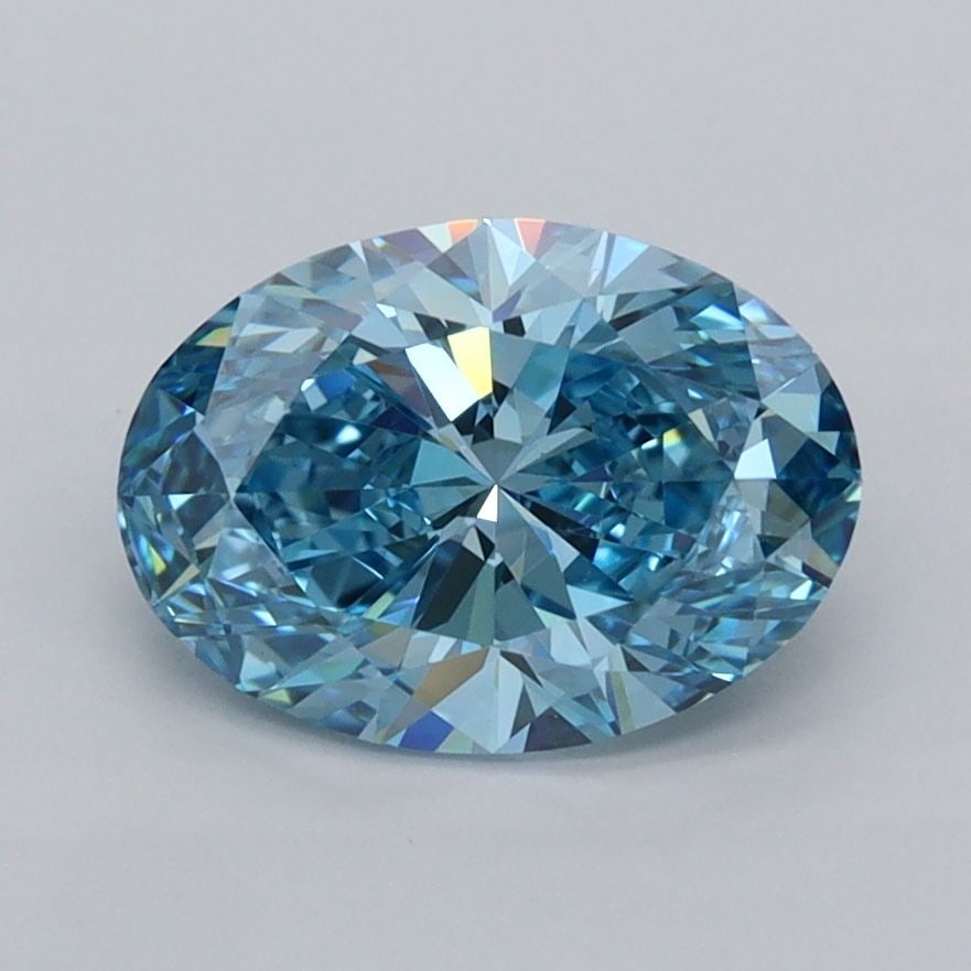 Loose Diamond - OVAL 1.55ct Fancy Vivid Blue VVS2: Loose Diamond - OVAL 1.55ct Fancy Vivid Blue VVS2 Source: This is a real non-mined Diamond that has been grown in a lab Shape: OVAL Carats: 1.55 Color: Fancy Vivid Blue Certification: IGI Video: