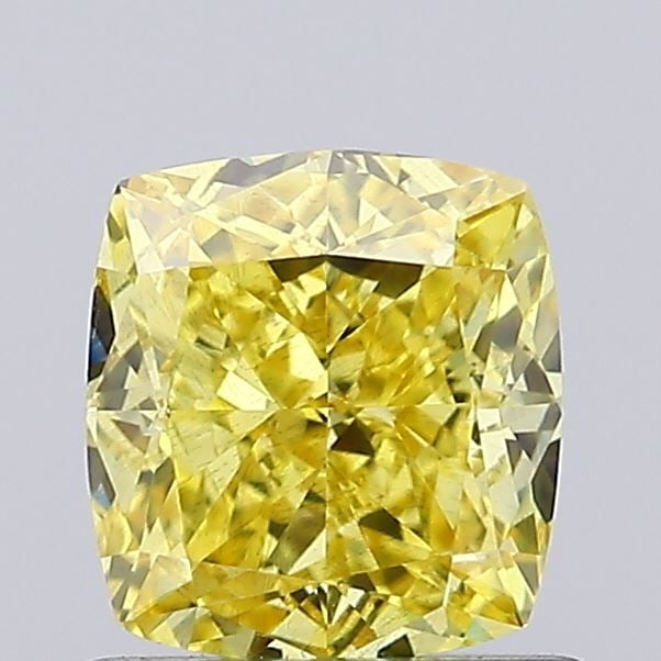 Loose Diamond - CUSHION BRILLIANT 0.99ct Fancy Vivid Yellow VS2: Loose Diamond - CUSHION BRILLIANT 0.99ct Fancy Vivid Yellow VS2 Source: This is a real non-mined Diamond that has been grown in a lab Shape: CUSHION BRILLIANT Carats: 0.99 Color: Fancy Vivid Yellow Ce