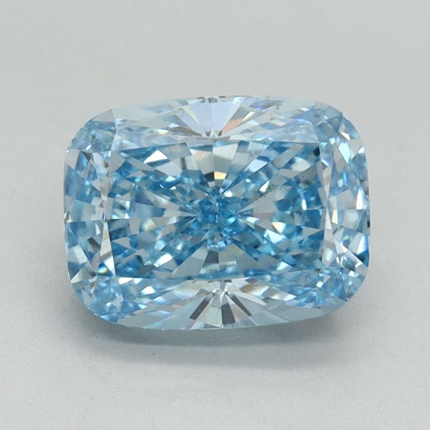 Loose Diamond - CUSHION BRILLIANT 2.01ct Fancy Vivid Blue VS2: Loose Diamond - CUSHION BRILLIANT 2.01ct Fancy Vivid Blue VS2 Source: This is a real non-mined Diamond that has been grown in a lab Shape: CUSHION BRILLIANT Carats: 2.01 Color: Fancy Vivid Blue Certif